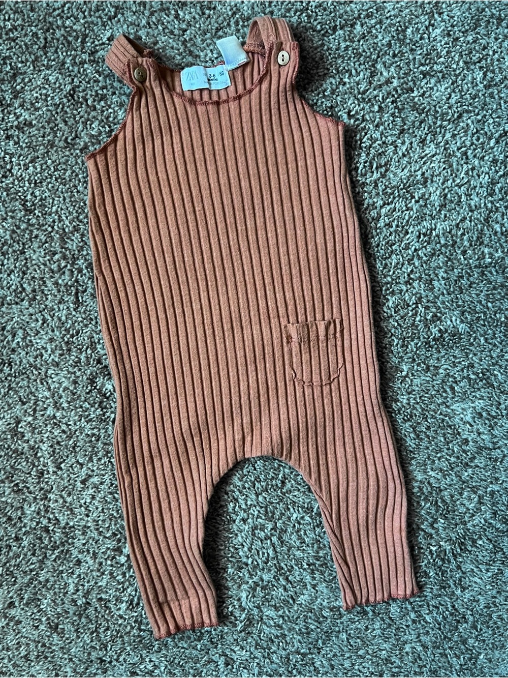 Zara Ribbed Terracotta-Style Baby One-Piece Romper